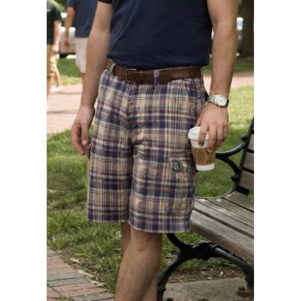 Vintage GAP Shorts Madras Plaid Utility Mens Sz 36 Deadstock Fits 38 NWT Preppy